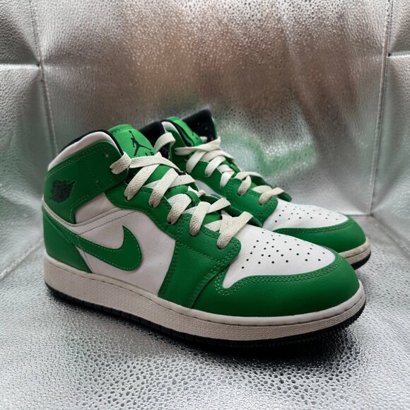 Jordan Other - Size 6.5Y Jordan 1 Mid Kids Lucky Green White Mid Basketball Sneakers DQ8426-301